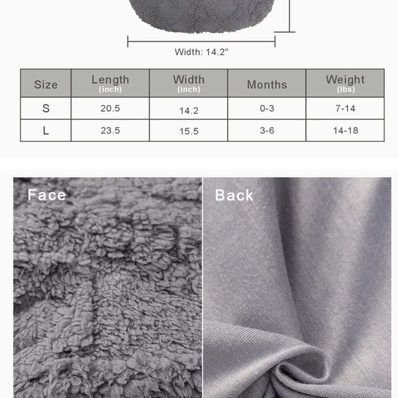 Blue Snail Grey Sherpa Wrap Swaddle Blanket Small for 0-3 months - Picture 6 of 14